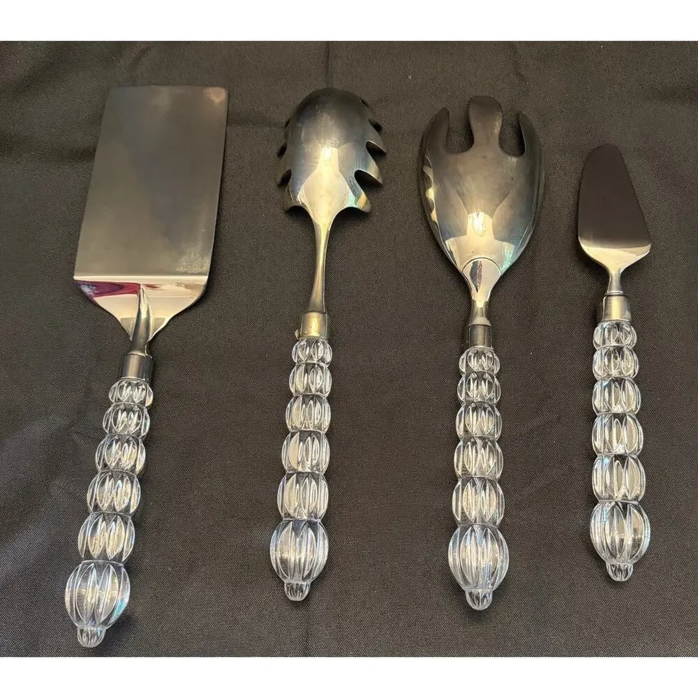 Vintage Glam Mikasa Rousseau 4-Piece Serving Set Austrian Crystal & Silverplate